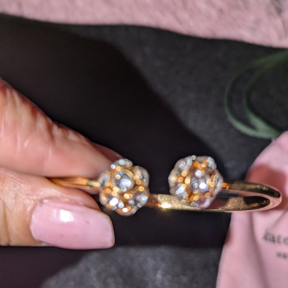Kate Spade Lady Marmalade Open Cuff. Gold with crystal balls. Spring hinge. EUC - Picture 5 of 7